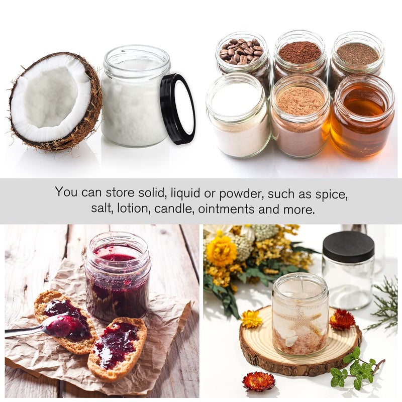 Tecohouse Small Glass Jars with Lids, 4 oz Glass Containers with Plastic Woodgrain Lids & Inner Liners, Reusable Travel Cosmetic Containers for Creams, Makeup, Lotion, Spice- 2 pack - Image 3
